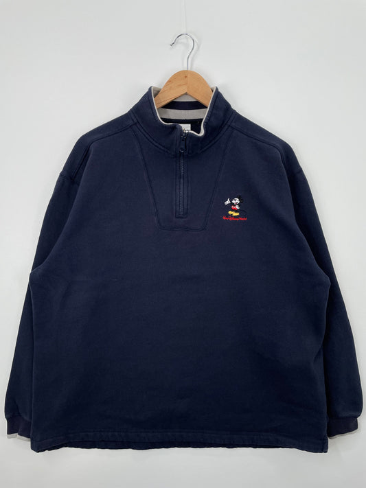 00' DISNEY MICKEY Size XL Vintage Half Zip-up Sweat-Shirt / E3614S