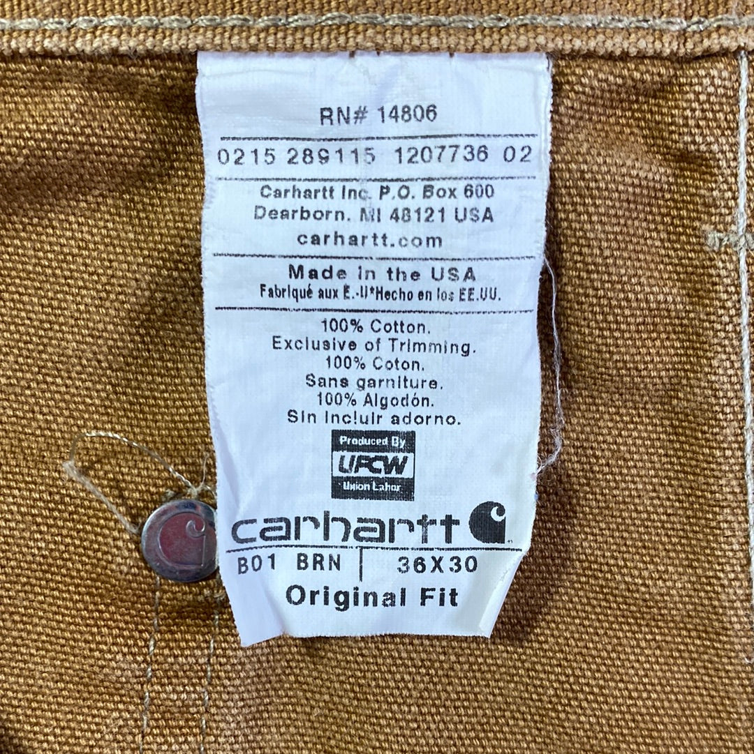 Vintage CARHARTT Made in USA Size W34 x L30 Double Knee Duck Pants / A8114