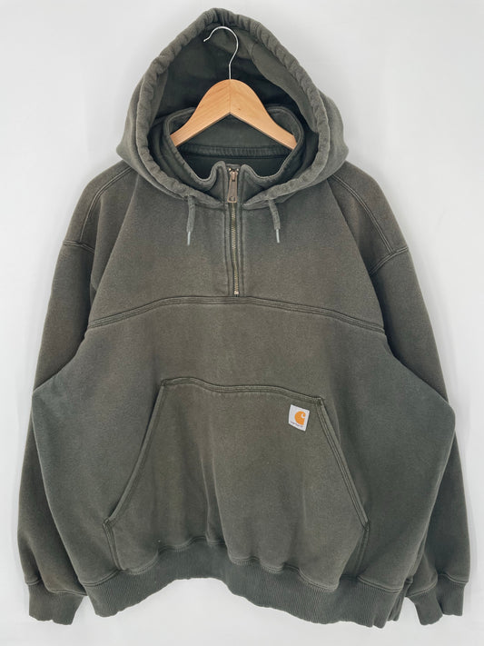 Vintage CARHARTT Size XXXL Half Zip-up Hoodie Sweat-Shirt / K9090