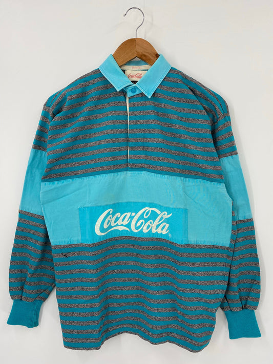 .80’s COCA COLA Size S Vintage Rugby Shirt / A7353