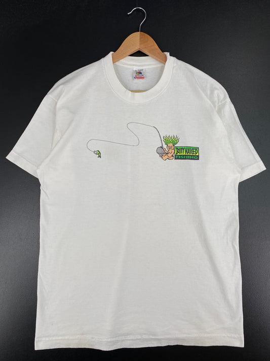 1992 BUTT NAKED FISHING Made in USA Size L Vintage T-Shirt / A3121