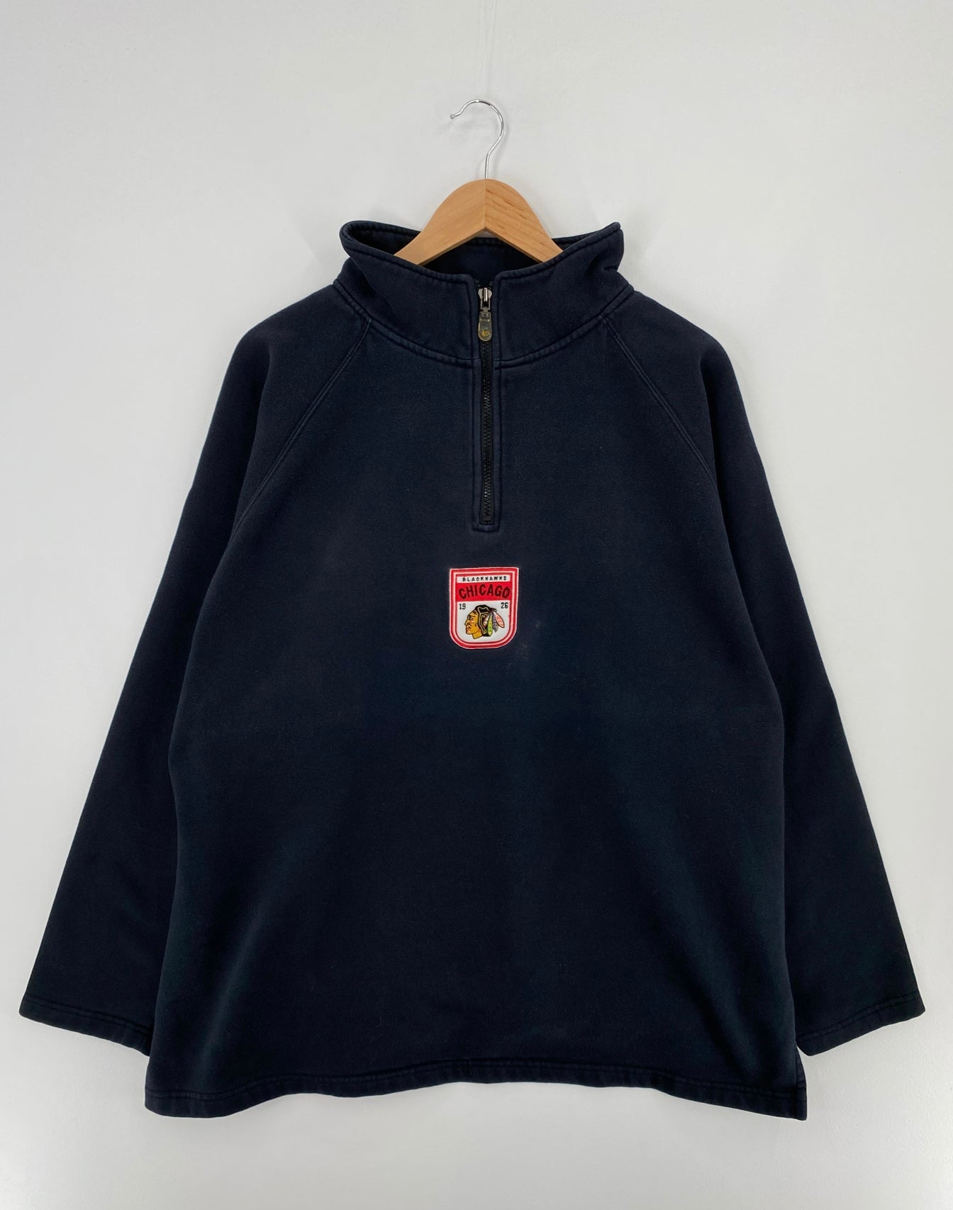 00' NIKE x CHICAGO BLACKHAWKS Size XL Vintage NHL Half Zip Sweat-Shirt / E269