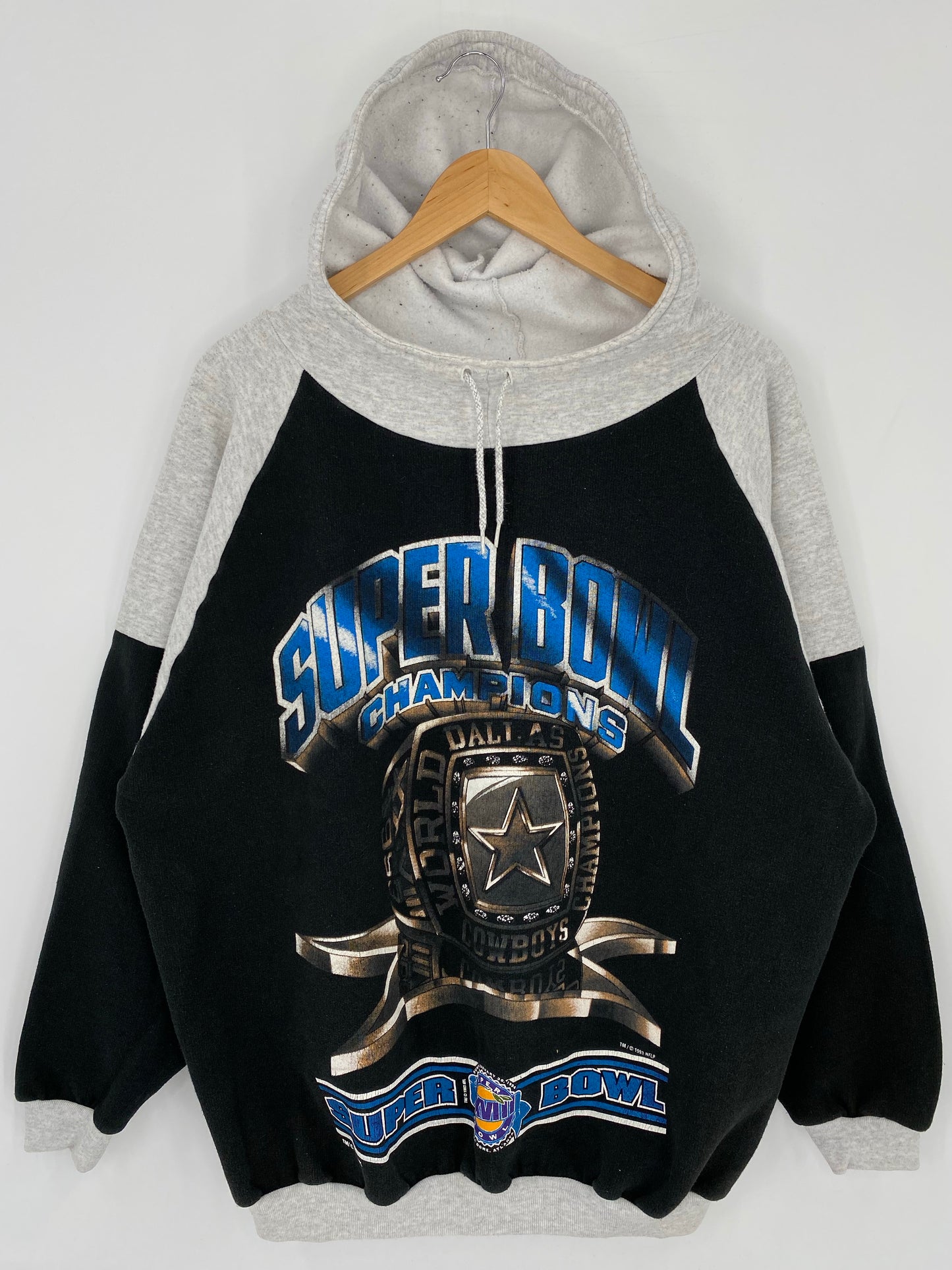 1993' SUPER BOWL DALLAS COWBOYS Size L Vintage NFL Hoodie Sweat - Shirt/ K5792