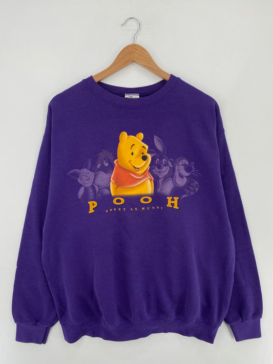 00’s DISNEY WINNIE THE POOH Made in USA Size L Vintage Sweat-Shirt / E533