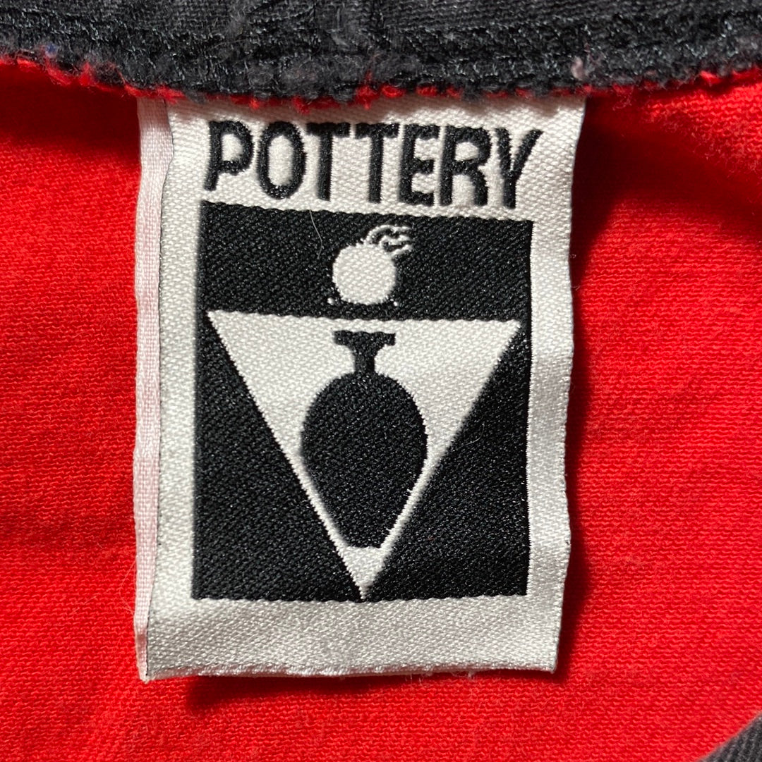 90’s POTTERY Made in USA Size L Vintage Button Down Sweat-Shirt / E3684S