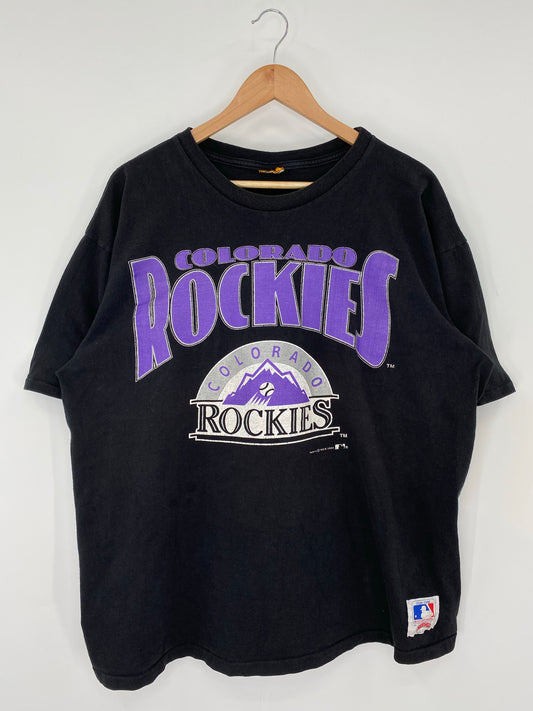 1991 COLORADO ROCKIES Made in USA Size No Tag (Approx. XL) Vintage MLB T-shirt / K9558