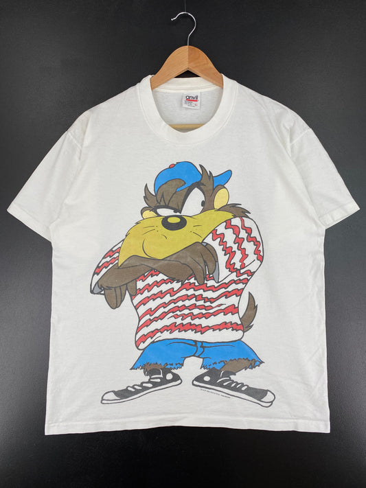.1993 LOONEY TUNES TAZ Made in USA Size L Vintage T-Shirts / E4829T