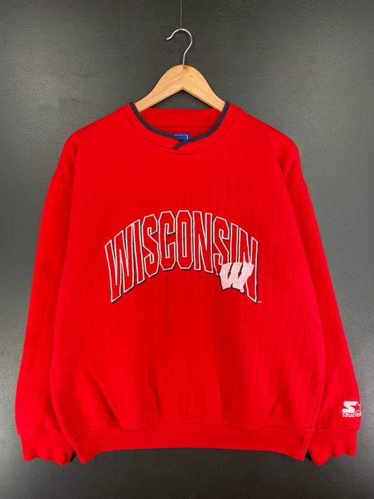 90’s STARTER x UNIVERSITY OF WISCONSIN Size L Vintage College Sweat-Shirt / E3414S