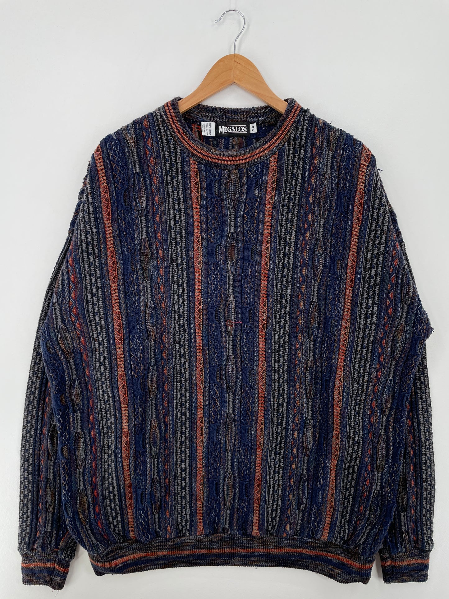 Vintage 3D COOGI- Style Made in USA Size XXL Knit Sweater / A8456