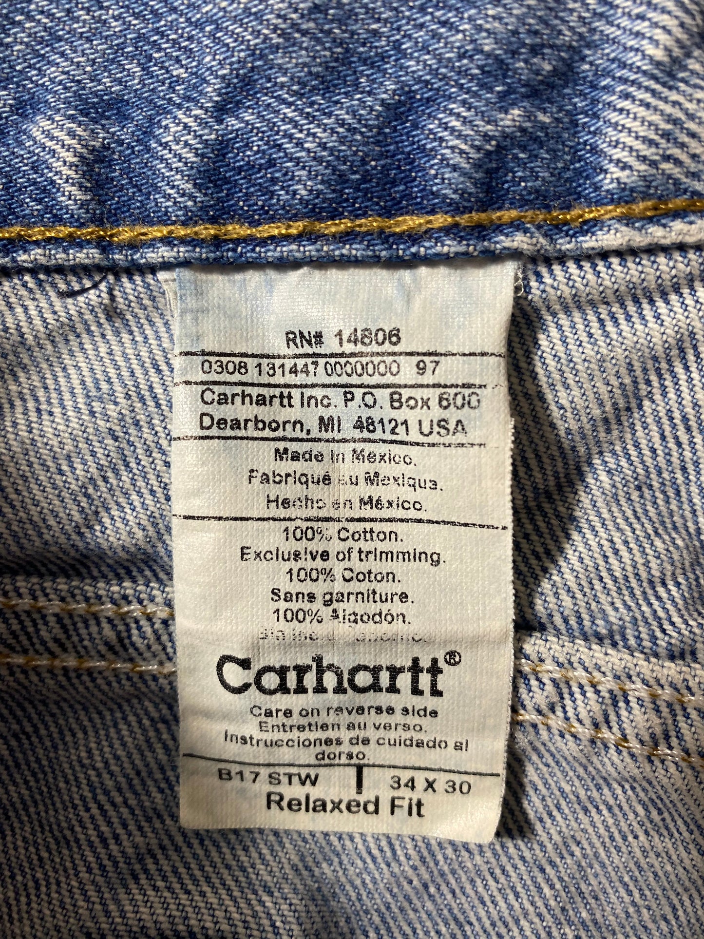 Vintage CARHARTT Size W34xL28.5 Denim Pants / A8108