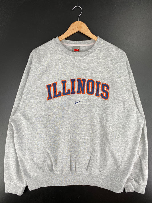 00' NIKE ILLINOIS Size L Vintage College Sweat-Shirt / A6380