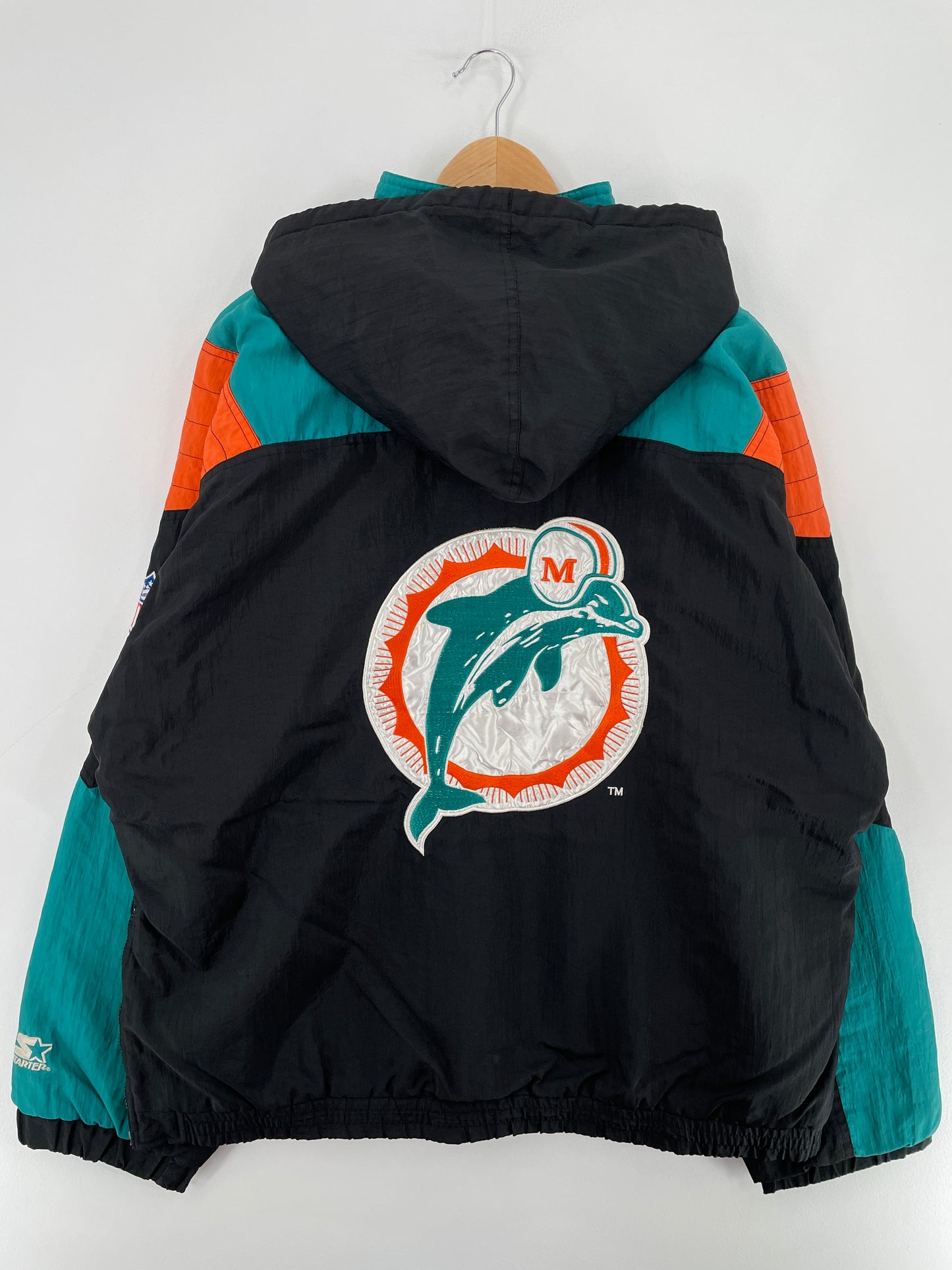 .90’s STARTER x MIAMI DOLPHINS Size XL Vintage NFL Padded Nylon Jacket / E3356N