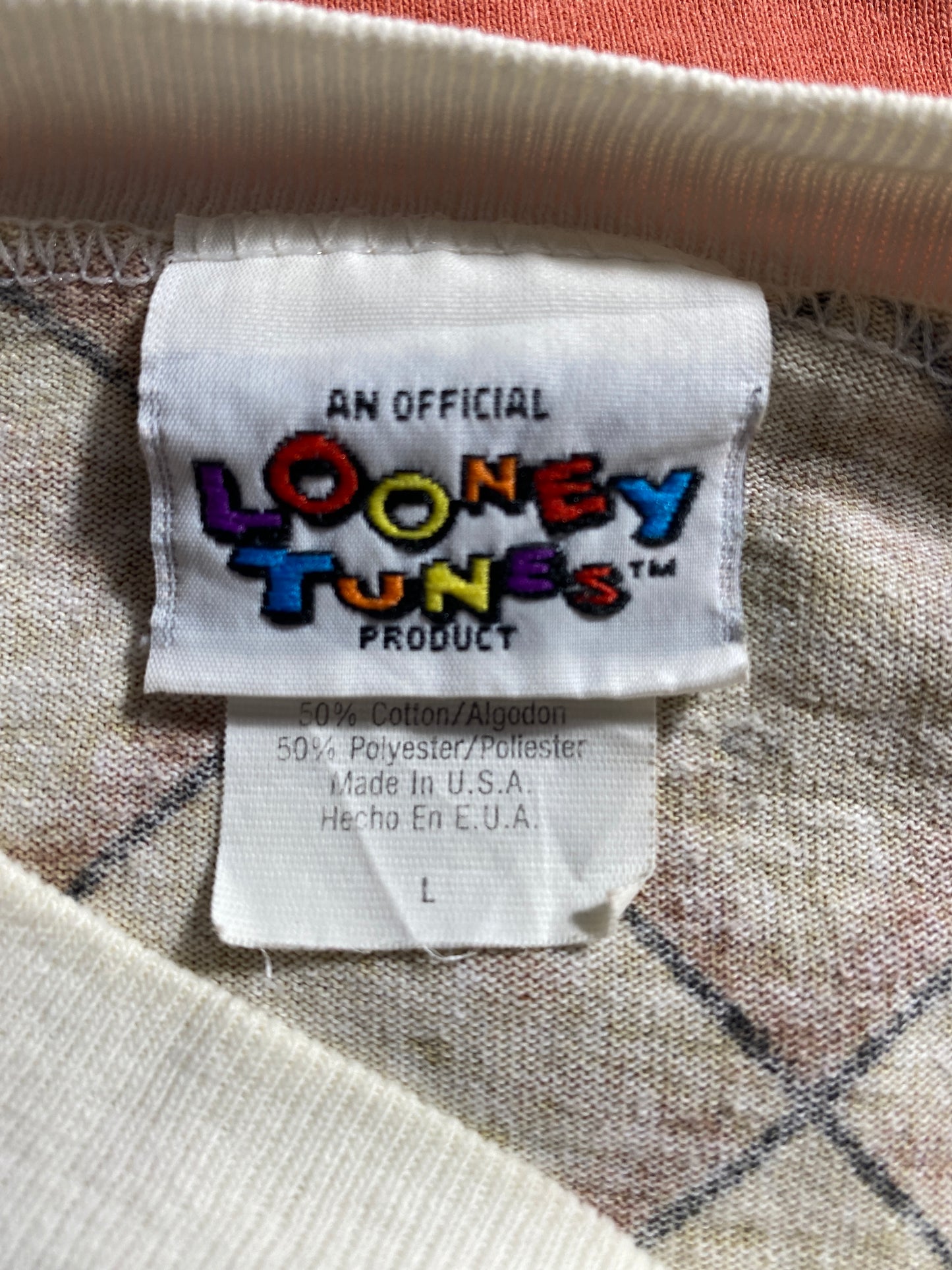 1995 LOONEY TUNES TAZ & DAFFY DUCK Made in USA Size L Vintage T-Shirts / K1595