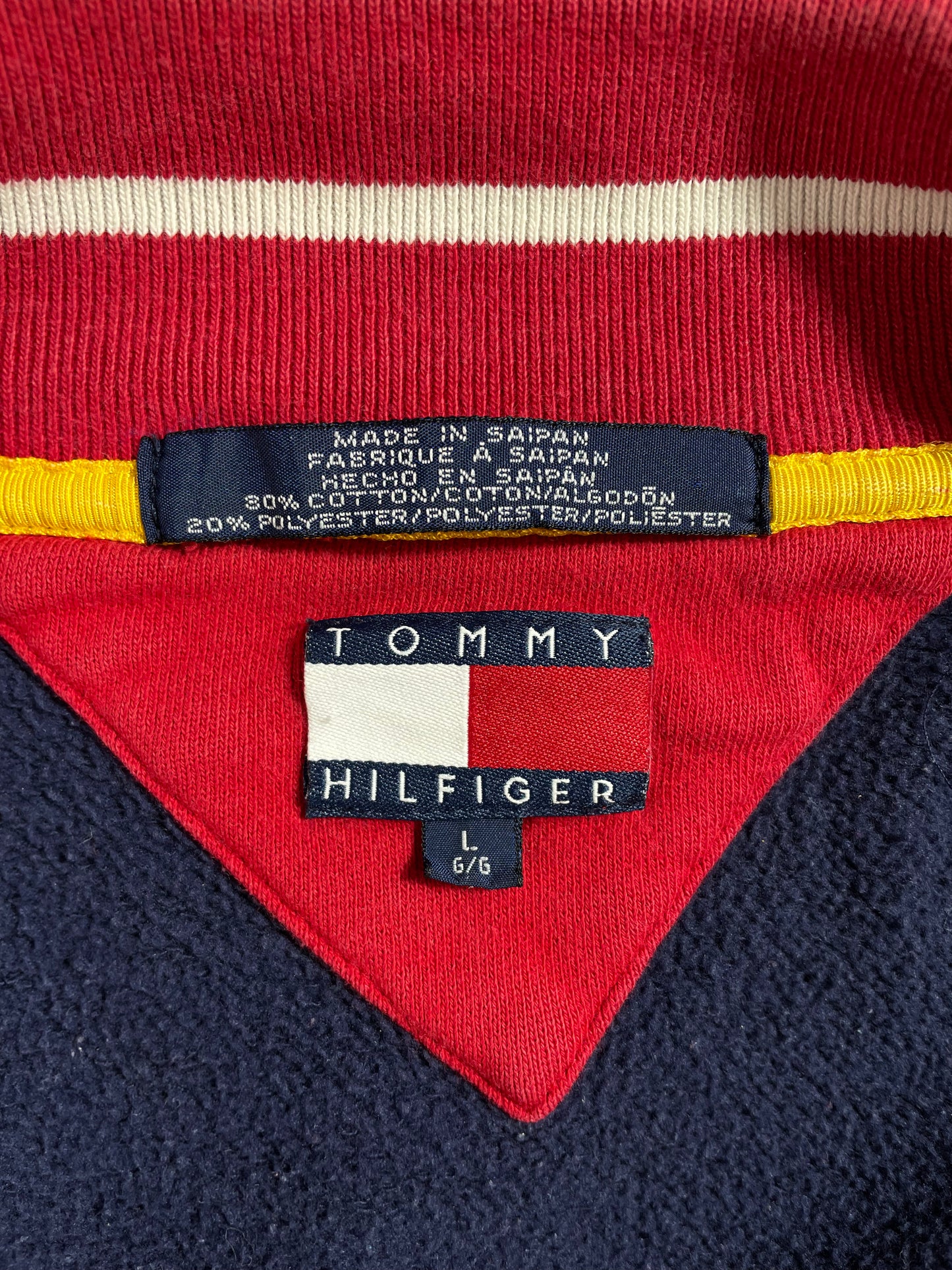 90’s TOMMY HILFIGER Size L Half Zip-up Sweat-shirt / A2034