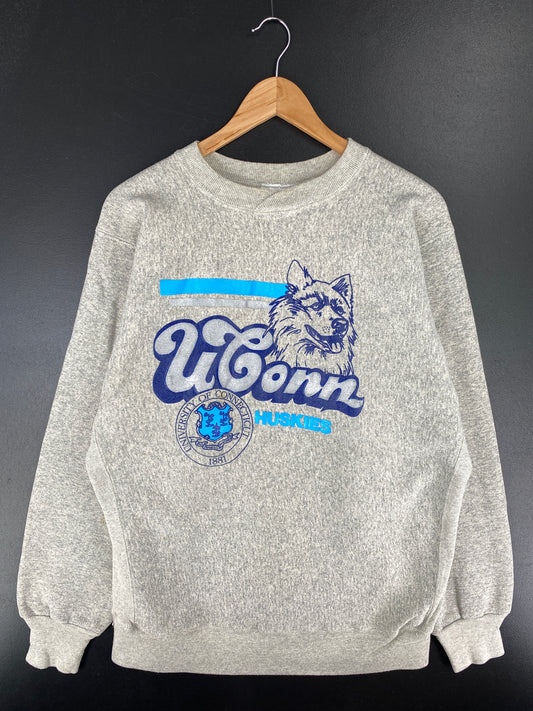 90’s UNIVERSITY OF CONNECTICUT Made in USA Size L Vintage College Sweat-Shirt / A4948