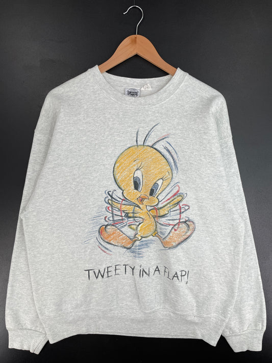 1994 LOONEY TUNES TWEETY Made in USA Size L Vintage Sweat-shirt / E4009S