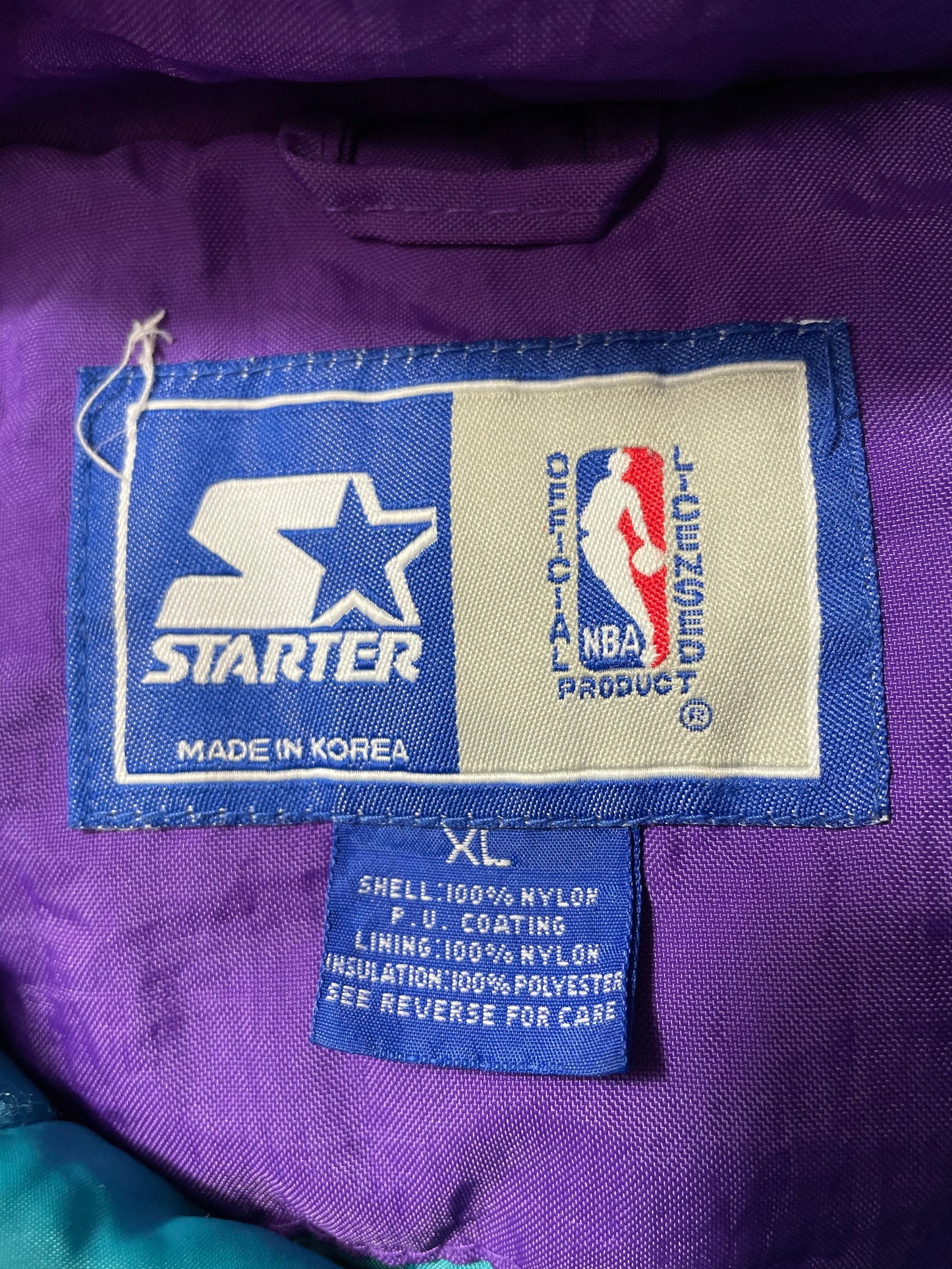 90's STARTER x CHARLOTTE HORNETS Size XL Vintage NFL Padded Nylon Jacket / K6269