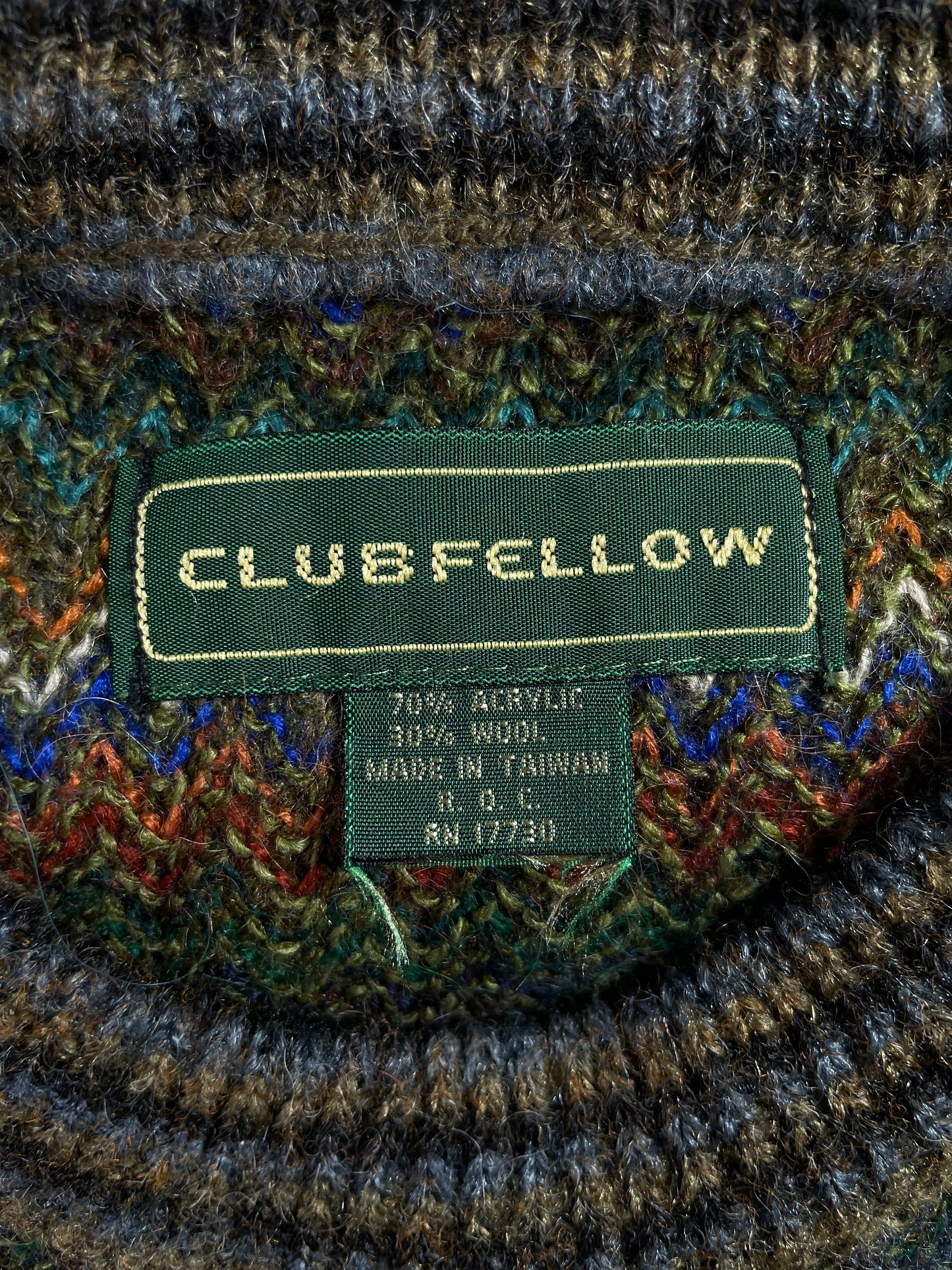 Vintage CLUB FELLOW Size Approx.L Acrylic Knit Sweater / E3608K