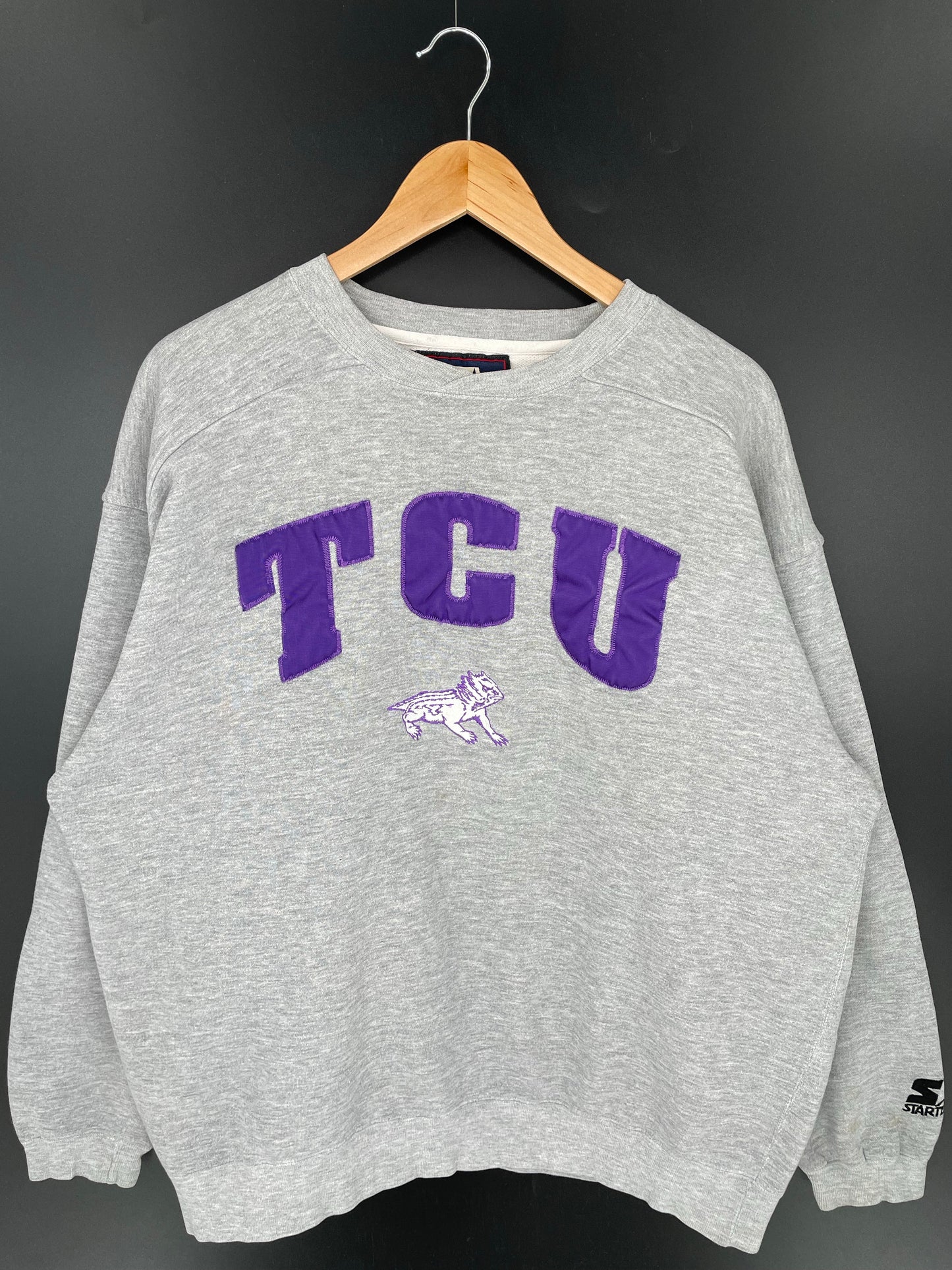 90’s STARTER TEXAS CHRISTIAN UNIVERSITY Size No Tag(Approx.XL) College Sweat-Shirts/ K9711