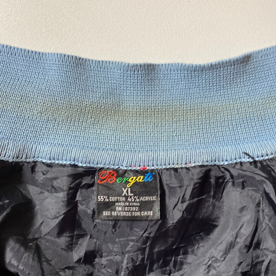 Vintage 3D COOGI- Style Size XL Knit Sweater Zip Up Jacket/ E771