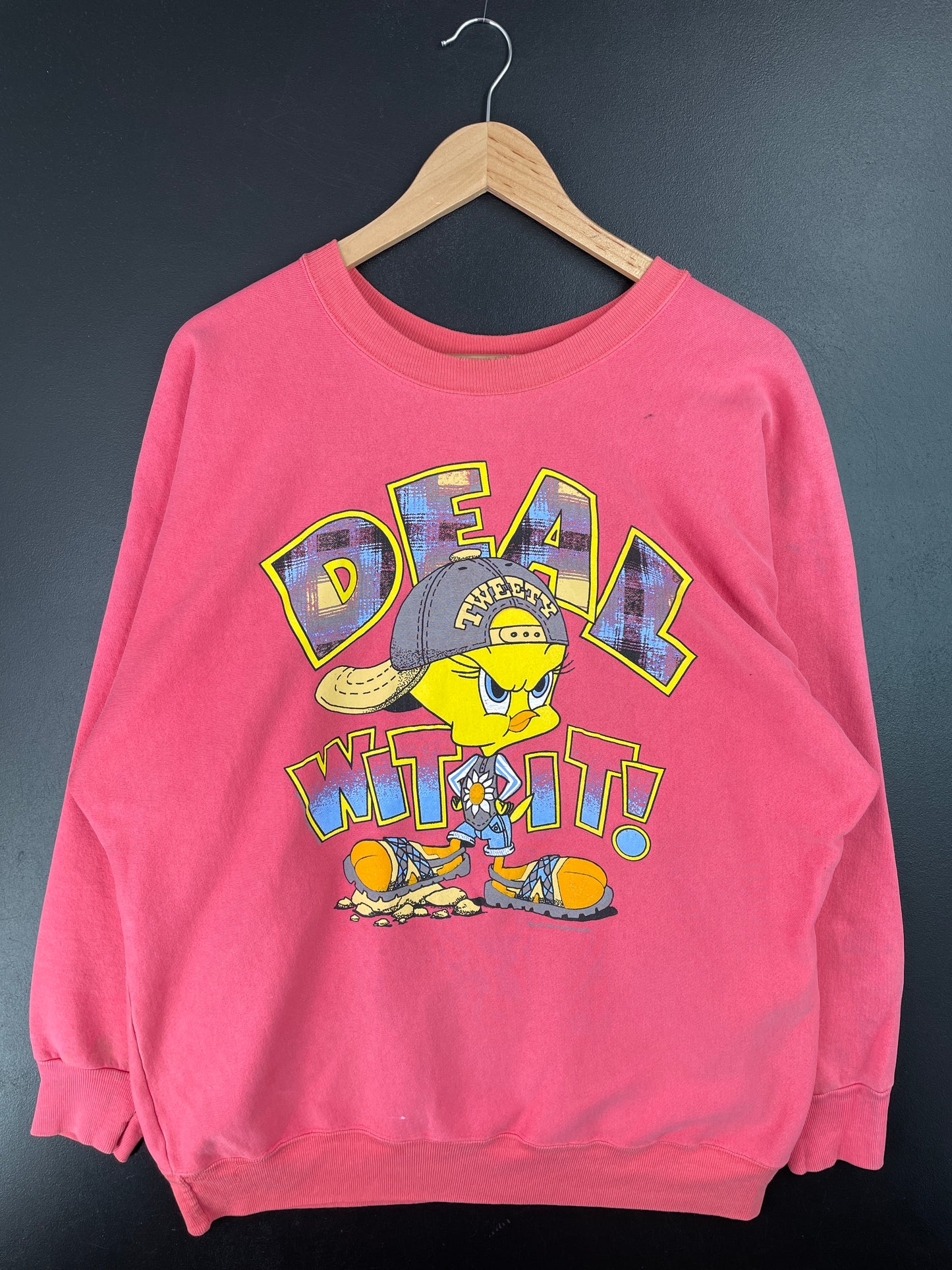 1995 LOONEY TUNES TWEETY Made in USA Size XL Vintage Sweat-shirt / A7280