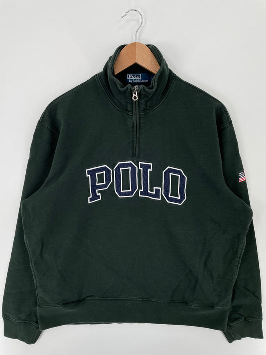 90’s POLO RALPH LAUREN Size L Vintage Half Zip-up Sweat-shirt / A2198