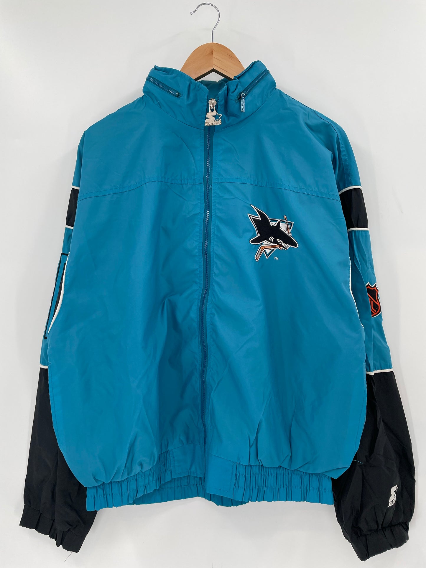 90's STARTER x SHARKS Size M Vintage NHL Nylon Jacket / K6276