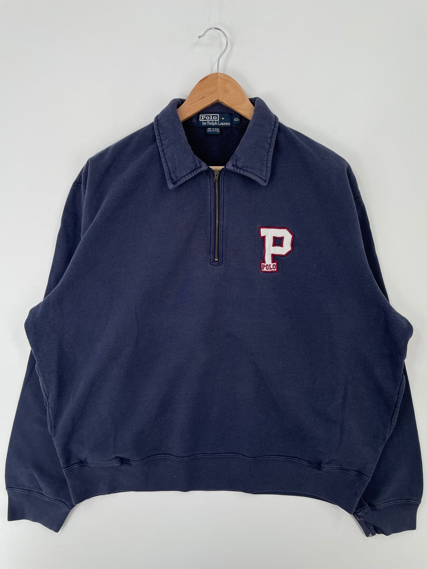 90’s POLO RALPH LAUREN Size XL Vintage Half Zip-up Sweat-shirt / A9292