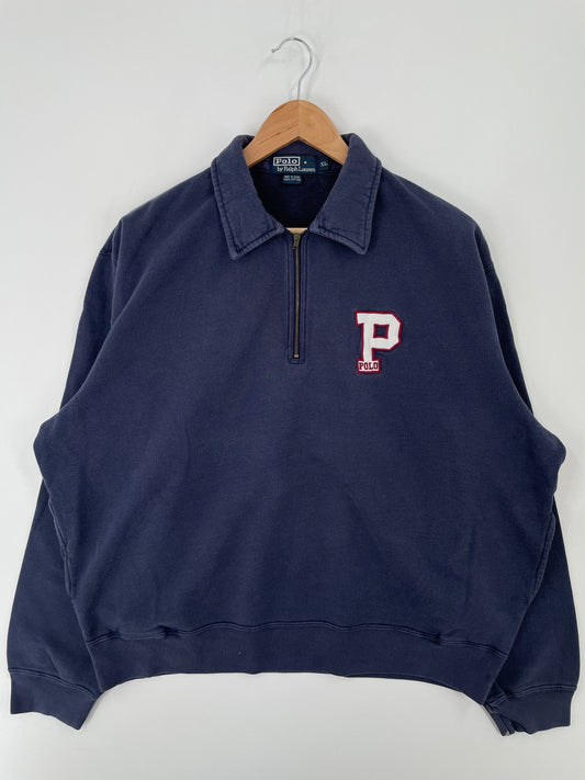 90’s POLO RALPH LAUREN Size XL Vintage Half Zip-up Sweat-shirt / A9292