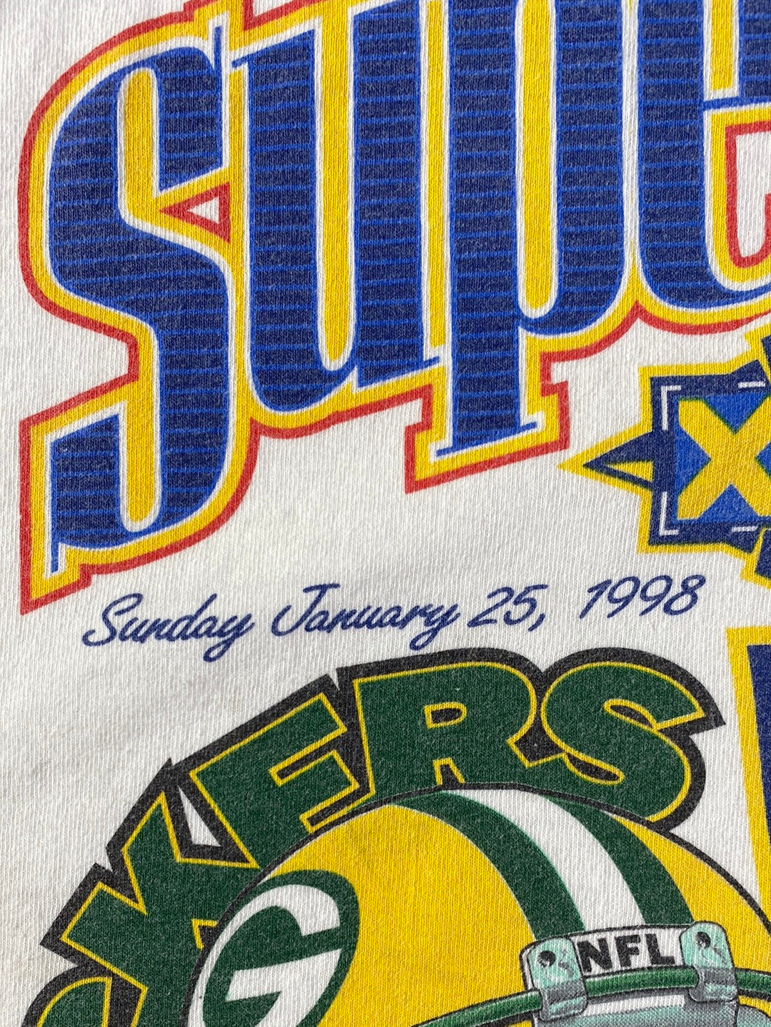 1998 SUPER BOWL GREEA BAY PACKERS x DENVER BRONCOS Size XL Vintage NFL T-Shirt / E6093T