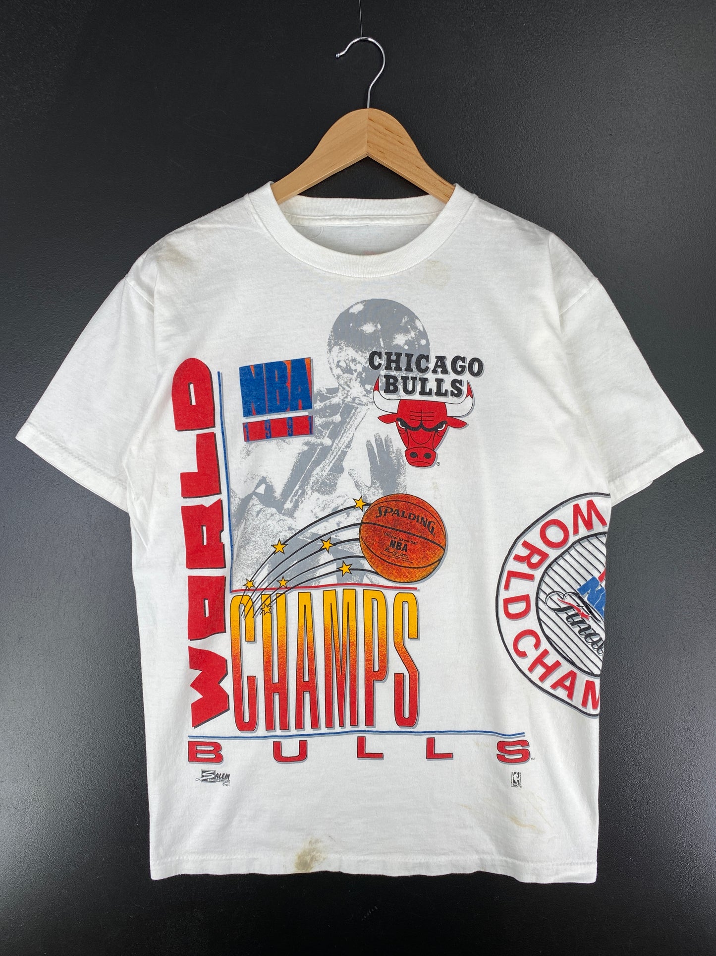 1991 SALEM CHICAGO BULLS (No tag) Approx. Size XL Vintage NBA T-Shirt / A4832