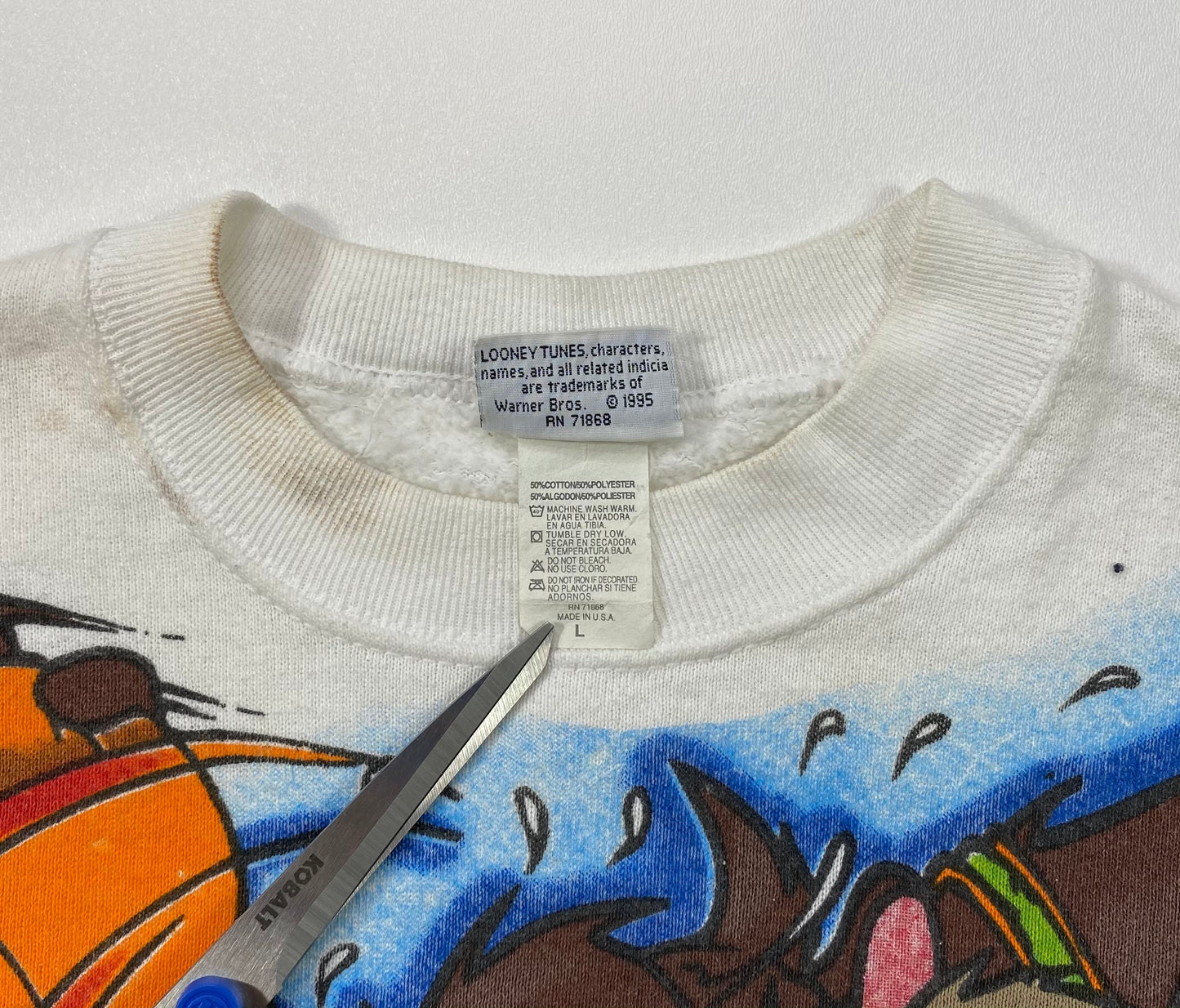 1995 TAZ Looney Tunes Size L Vintage Sweat-shirt / 6002