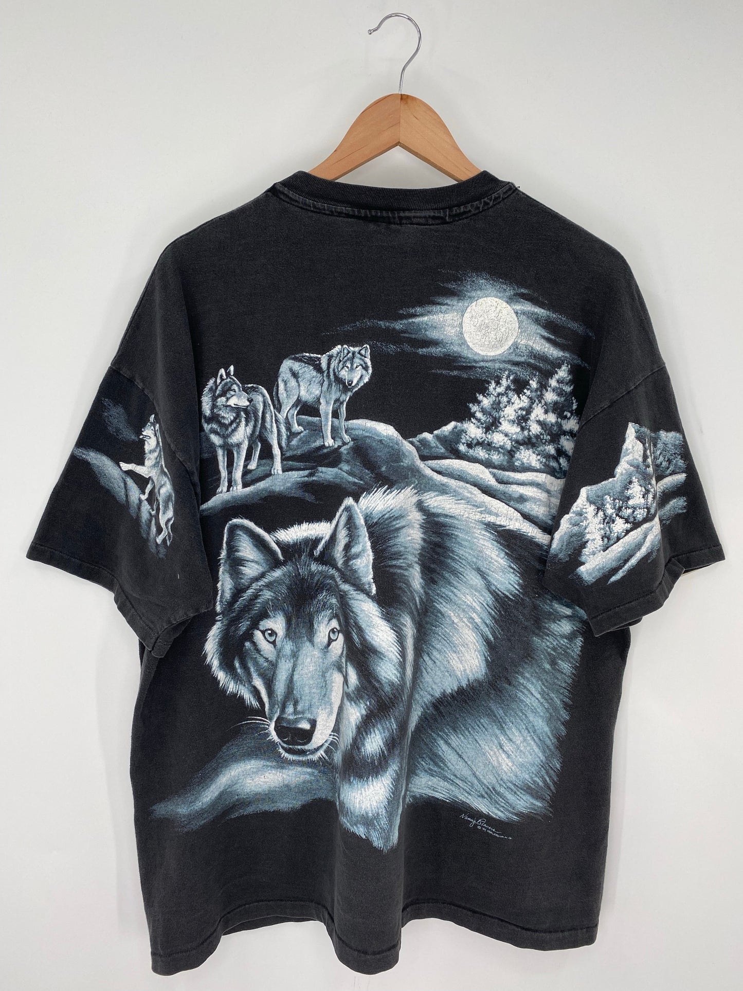 1994 WOLF NATURE All Over Print Made in USA Size XXL Vintage T-Shirt / A7793