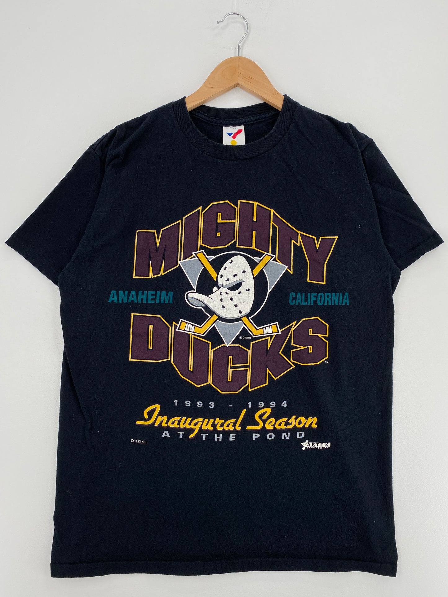 1993 ANAEIM MIGHTY DUCKS Made in USA Size L Vintage NHL T-Shirt / A5201