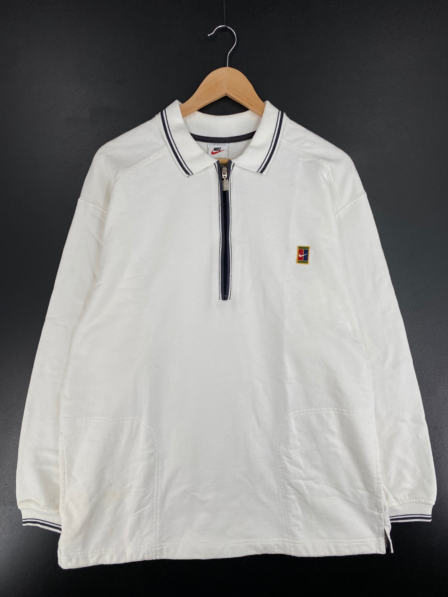 90’s NIKE Tennis Size L Vintage Half Zip Up Sweat shirt / E3706S