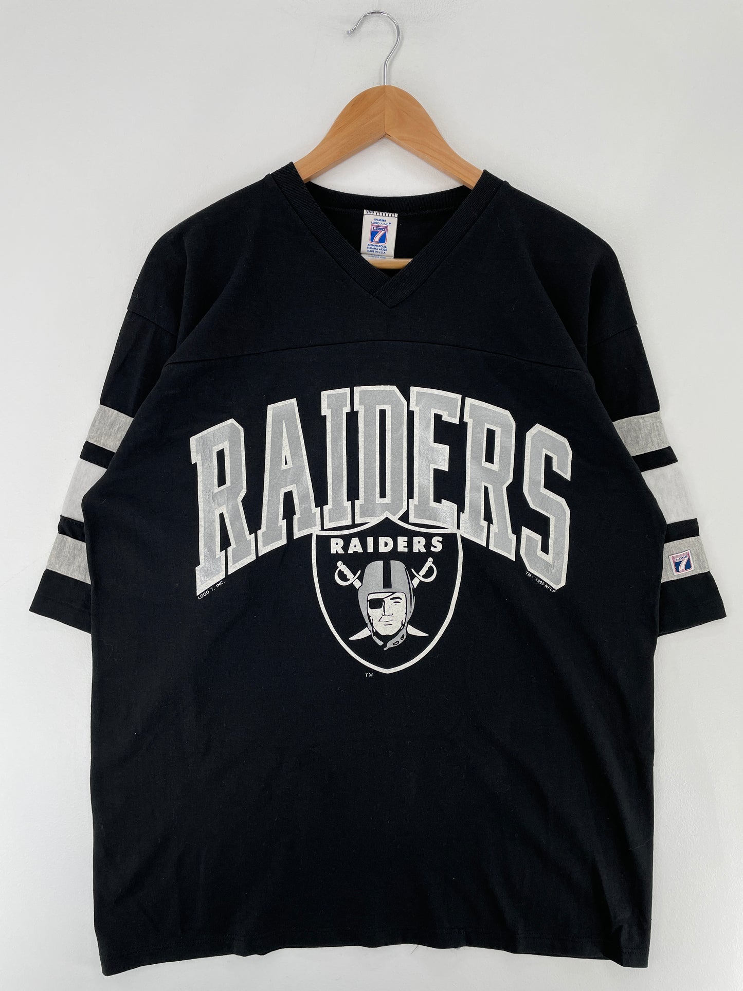 1990 RAIDERS Made in USA Size XL Vintage NFL T-shirt / E6621T