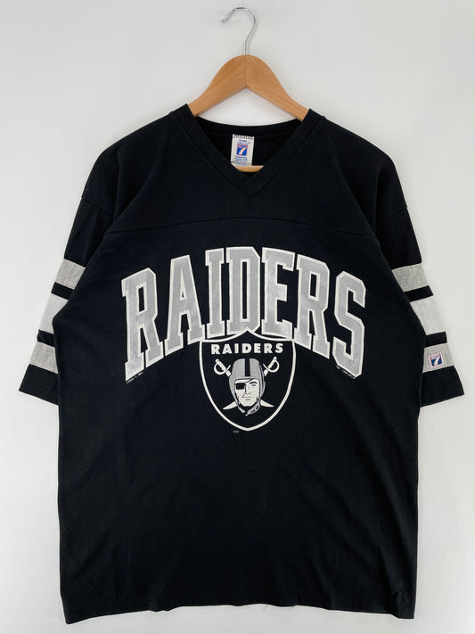 1990 RAIDERS Made in USA Size XL Vintage NFL T-shirt / E6621T