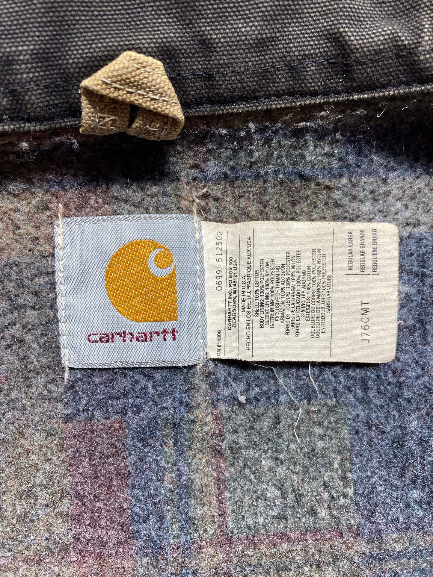 Vintage CARHARTT Made in USA Size L Zip-up Sweat-shirt Jacket / K8113
