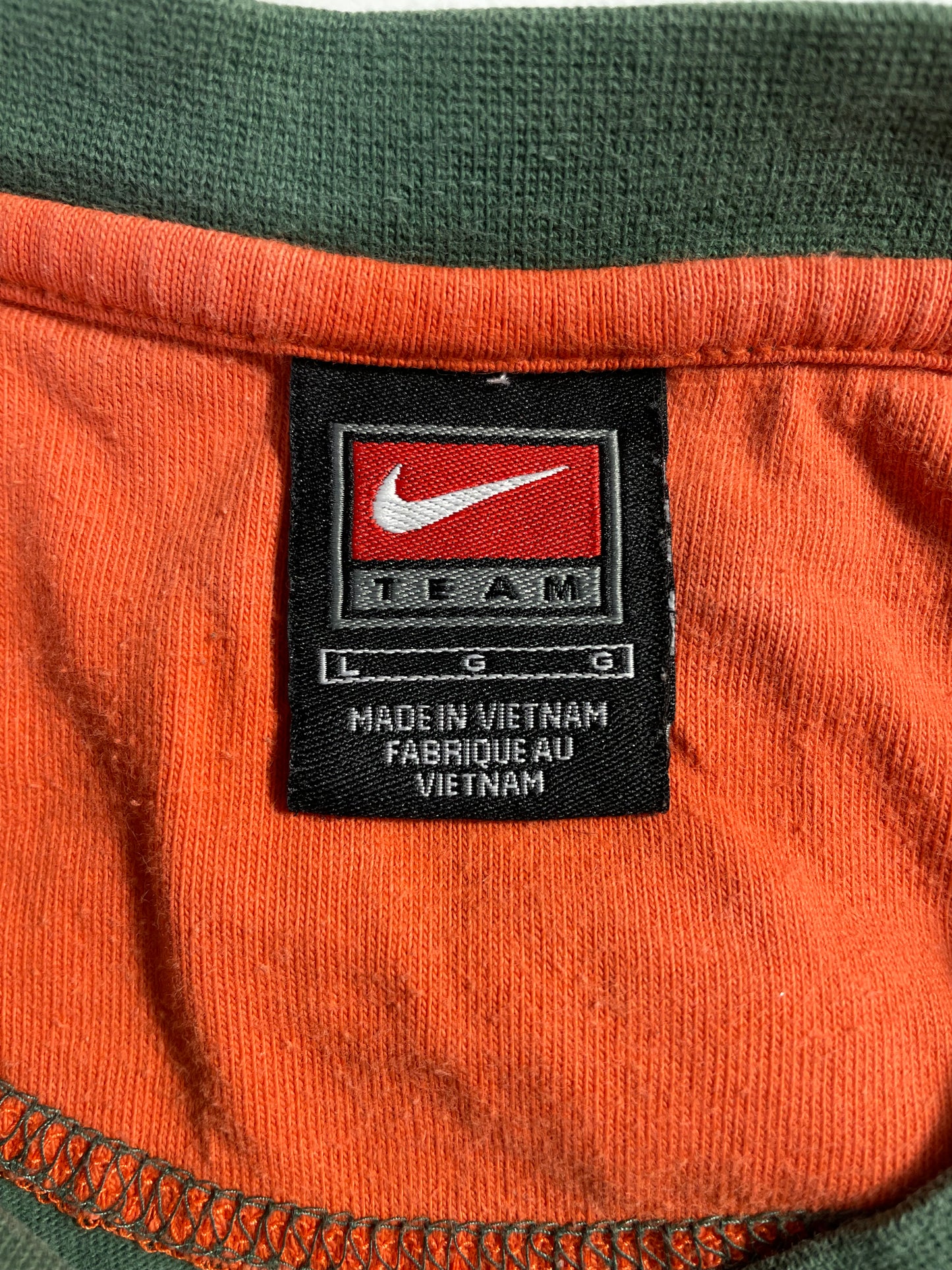 00' NIKE MIAMI Size L Vintage College Long Sleeve T-Shirts / A1729