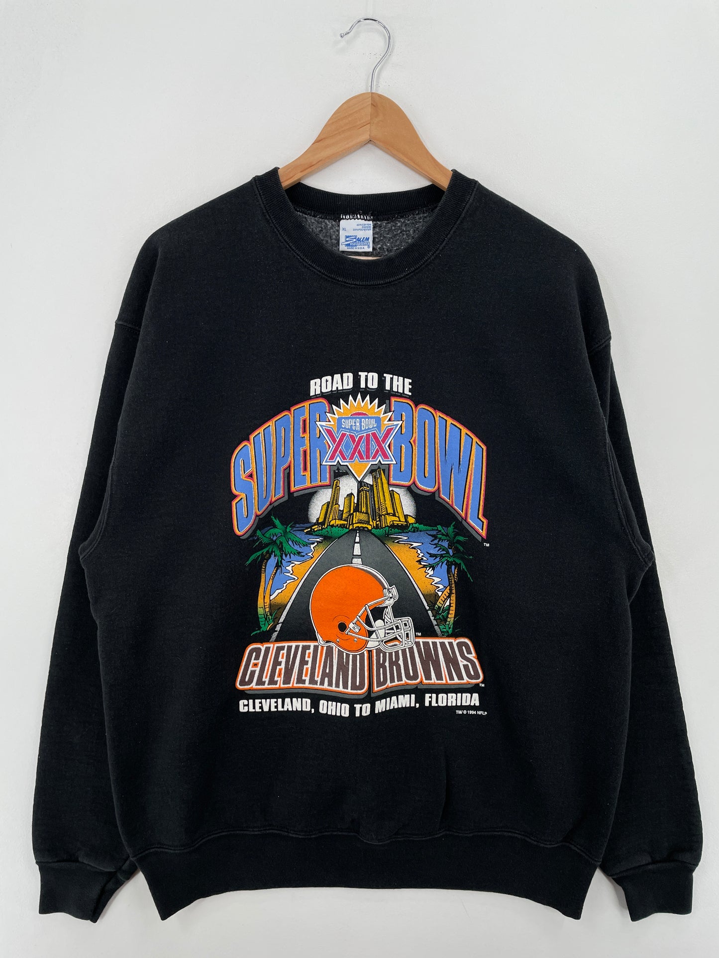 1994 SALEM x CLEVELAND BREWONS Made in USA Size XL Vintage NFL Sweat-Shirt / A7891
