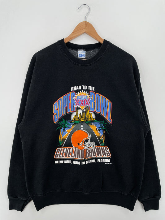 1994 SALEM x CLEVELAND BREWONS Made in USA Size XL Vintage NFL Sweat-Shirt / A7891