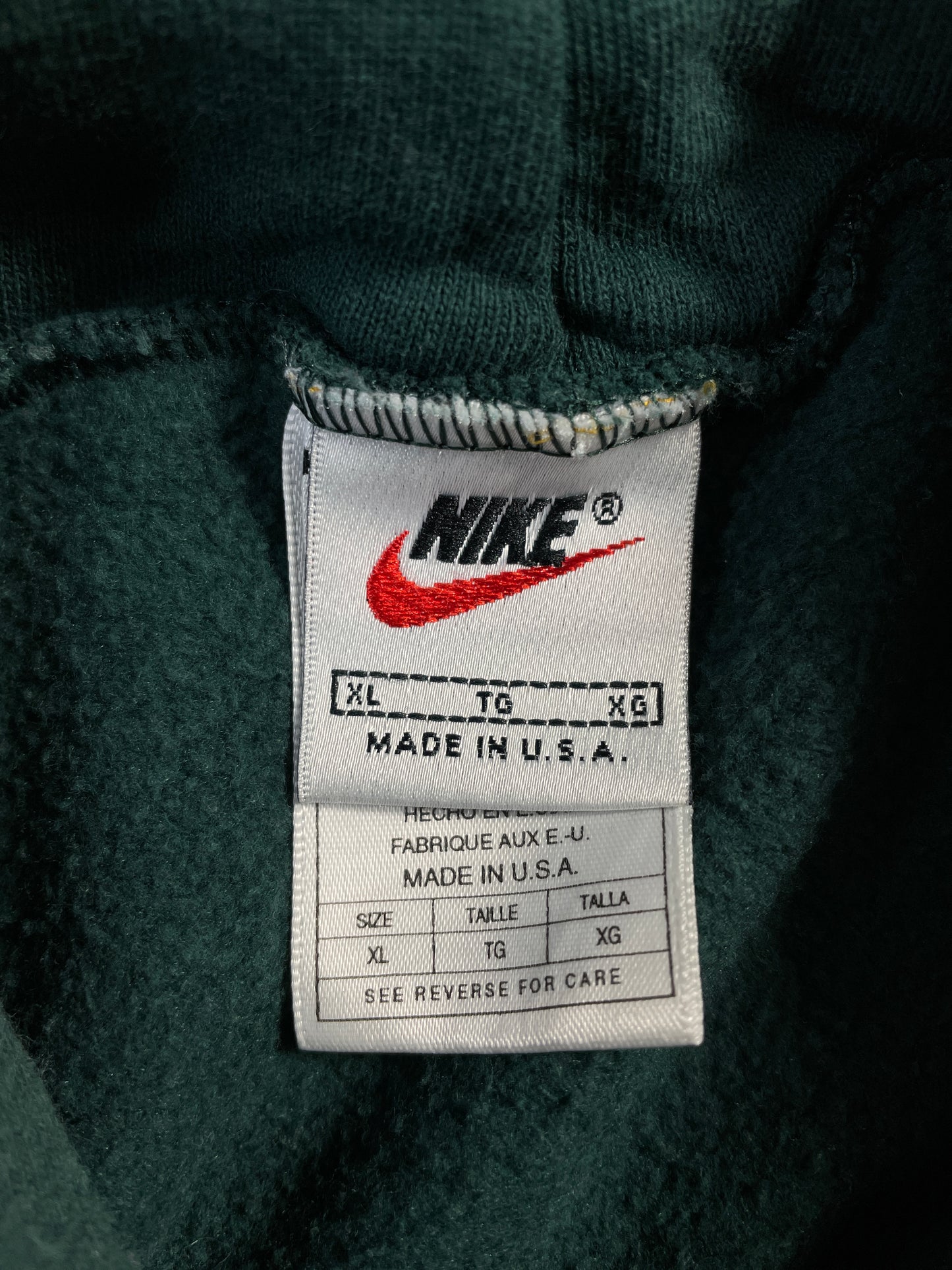 90's NIKE MINI SWOOSH Made in USA Size XL Vintage Hoodie Sweat-shirt / E6554S