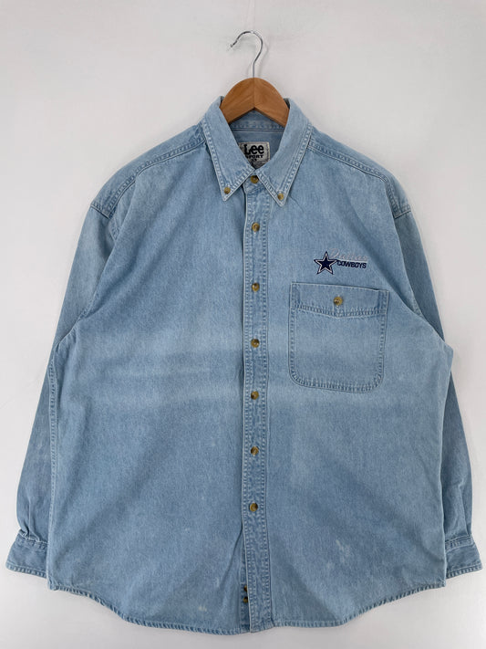 00’ DALLAS COWBOYS Size L Vintage NFL Button Down Shirt / E6364B