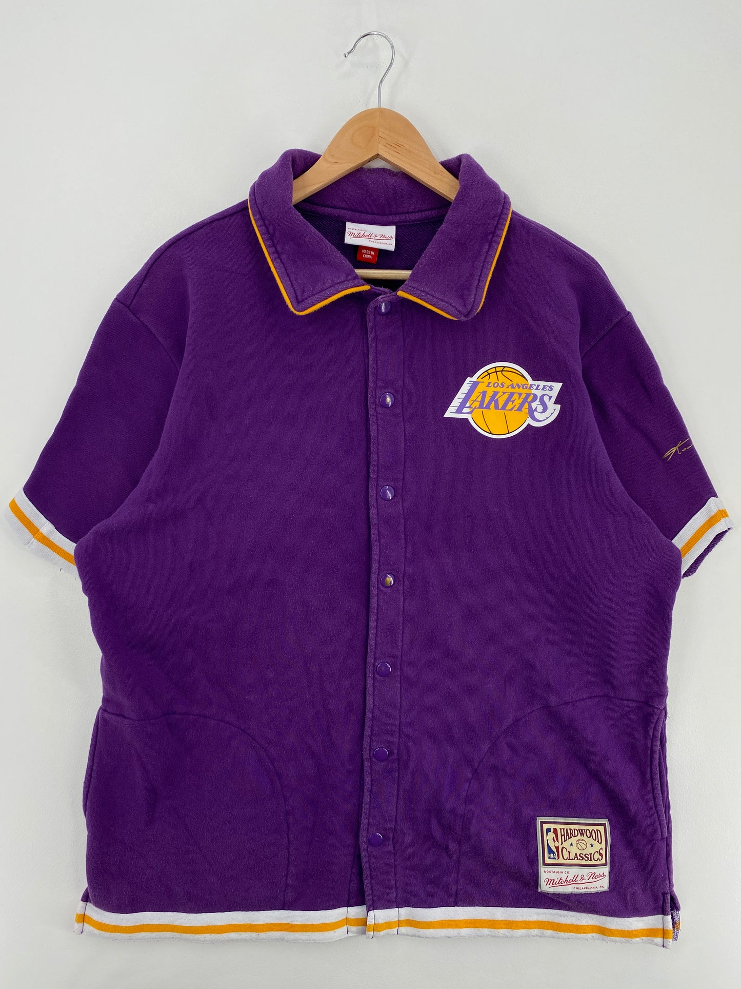 00' LOS ANGELES LAKERS #24 KOBE BRYANT Size L Vintage NBA Button Down Sweat-Shirt/ A5640