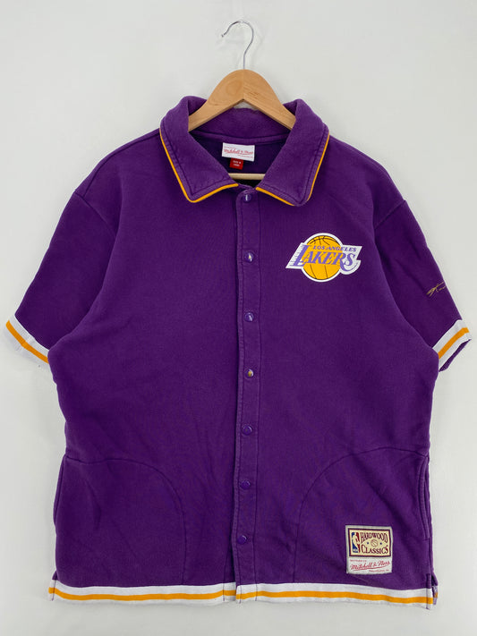00' LOS ANGELES LAKERS #24 KOBE BRYANT Size L Vintage NBA Button Down Sweat-Shirt/ A5640