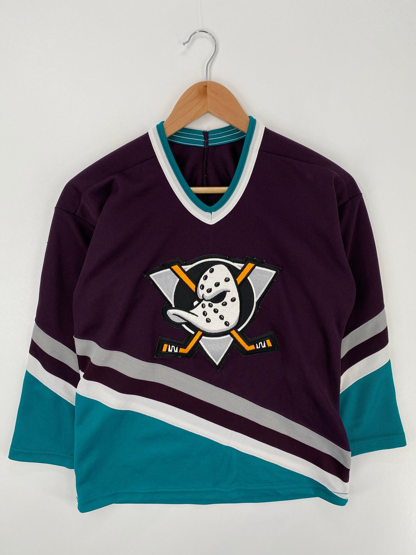 .90’s ANAHEIM MIGHTY DUCKS Size Kids XL Vintage NHL Hockey Game Shirt / E4936T