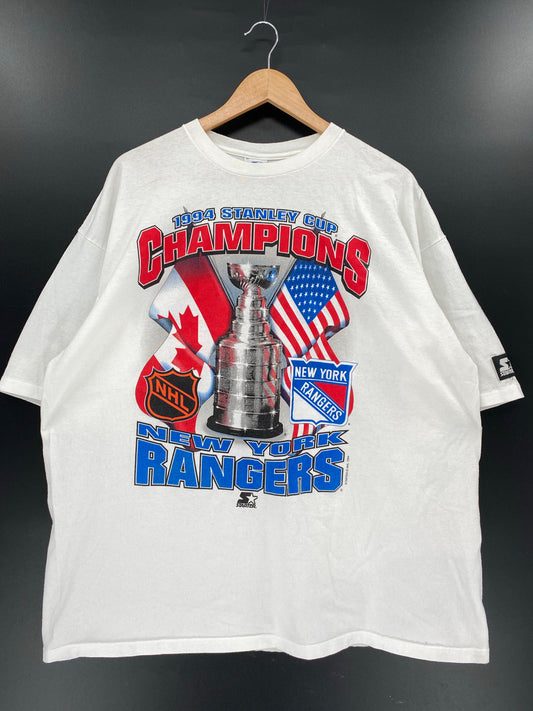 1994 STARTER x NEW YORK RANGERS Made in USA Size XXL Vintage NHL T-Shirts / K4829