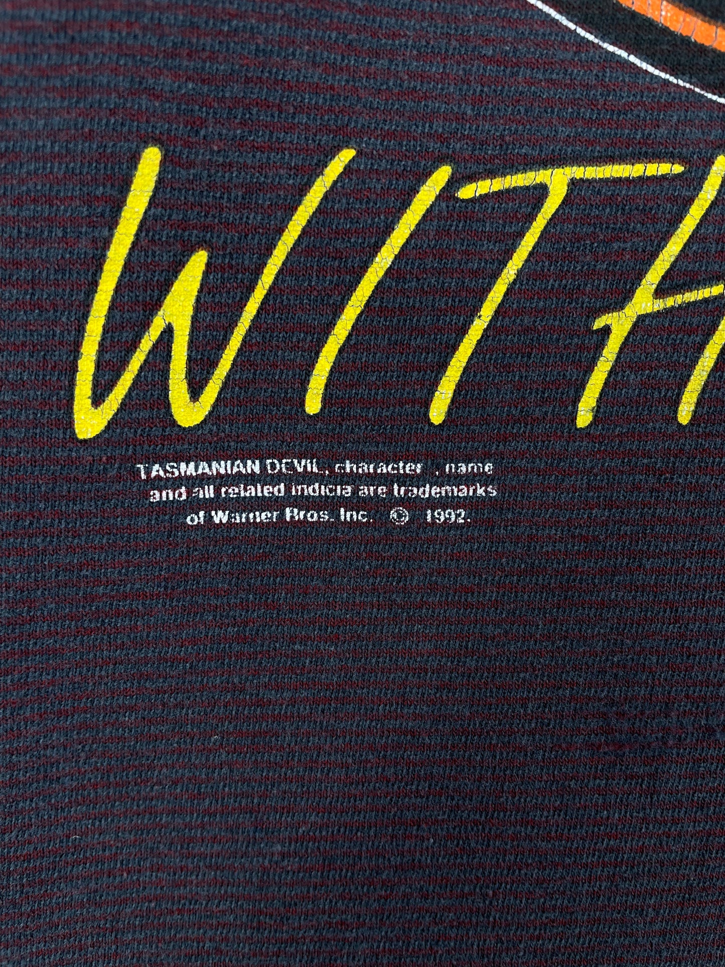 1992 HARLEY DAVIDSON x LOONEY TUNES TAZ Size No Tag (Approx.L) Vintage Lone Sleeve T-Shirt / A534