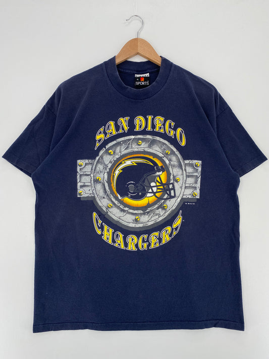 1991 SAN DIEGO CHARGERS Made in USA Size XL Vintage NFL T-Shirts / A3008