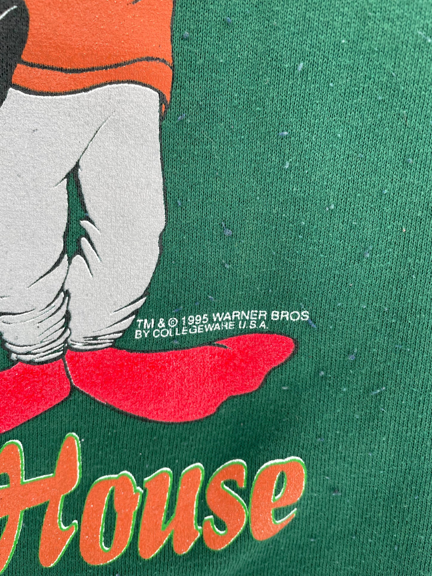 1995 LOONEY TUNES MIAMI HURICANES MAde in USA Size XL Vintage College Sweat-shirt / K8844